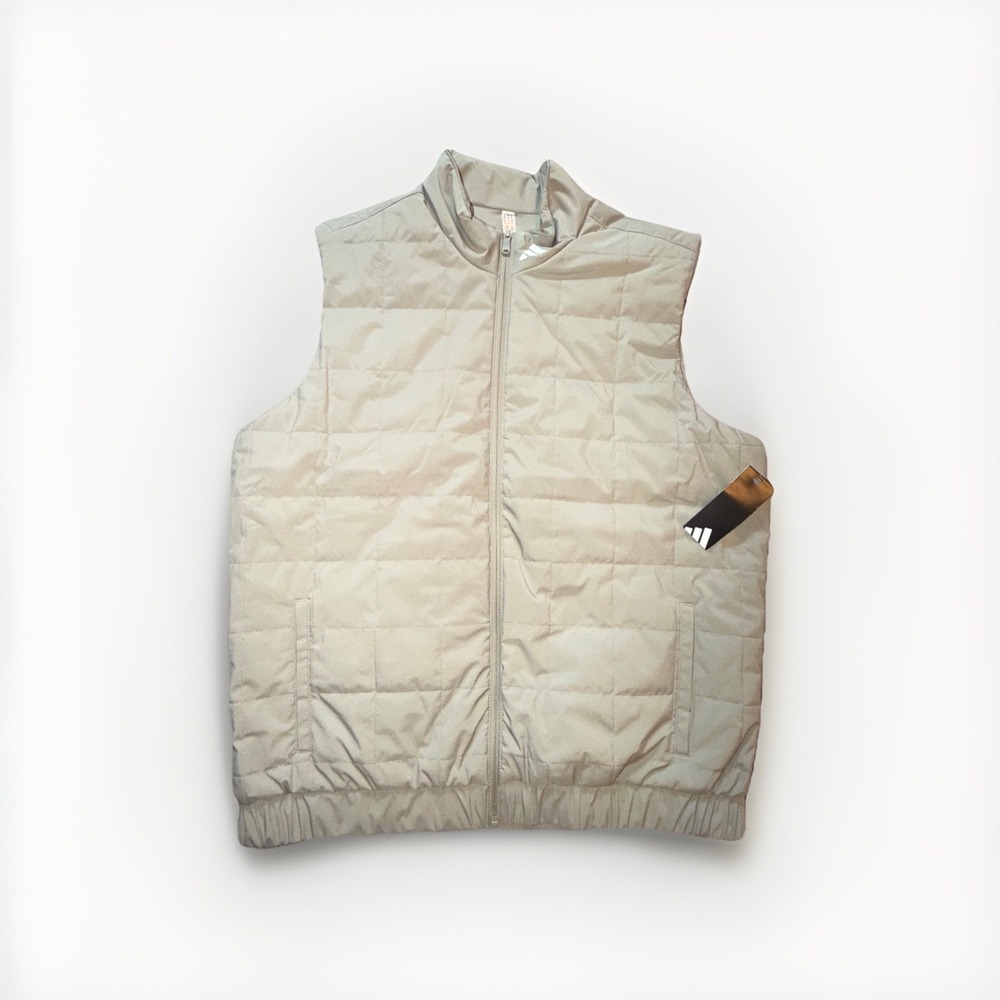 Adidas Men's‎ Quilted Silver Pebble Vest Size XL NWT Full Zip Mock Neck MSRP $85